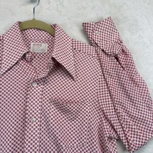 Vintage 70s Montgomery Ward Geometric Disco Mod Button Up Shirt Men's 14.5
